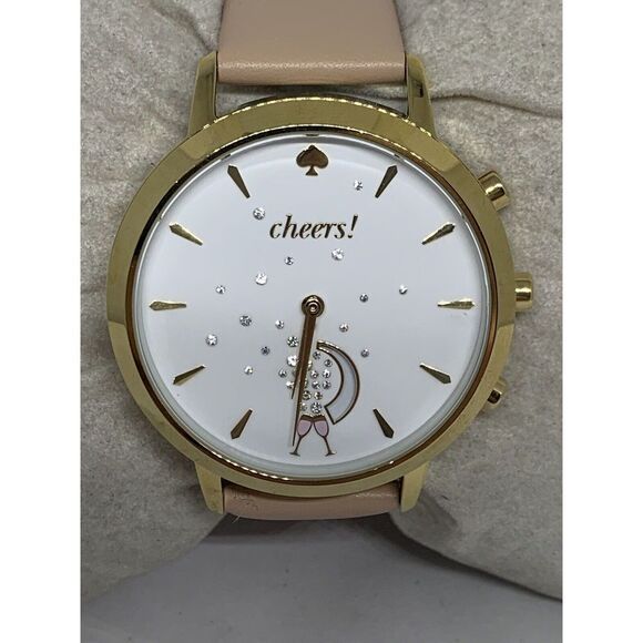 Kate Spade KST23105 Women Sand Leather Analog White Dial Hybrid Smartwatch HK795 - Picture 1 of 11